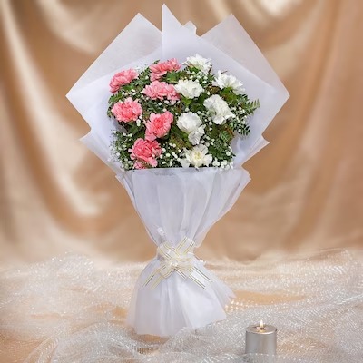 Pretty Pink And White Carnations